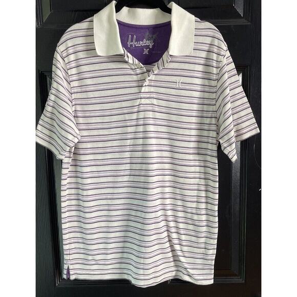 HURLEY Polo Shirt Mens Medium Y2K Vintage Skate Popped Collar Freedom of Choice - Picture 1 of 9